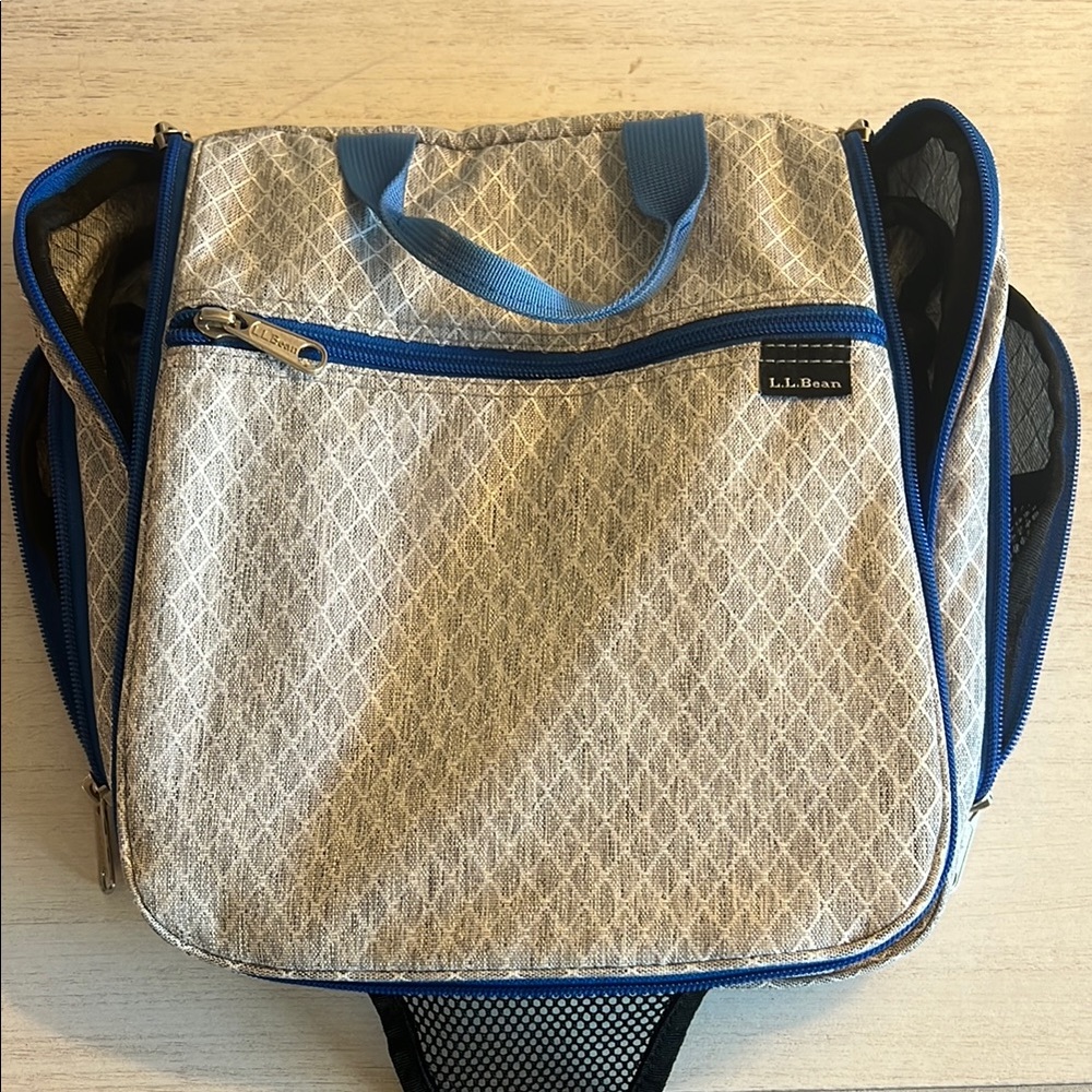 L.L. Bean Gray and Blue Toiletry Bag with Practical Design